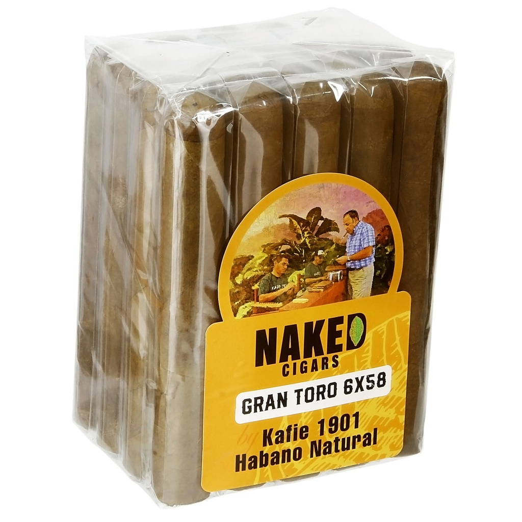 Naked Cigars by Kafie 1901 Natural Gran Toro 6" * 58